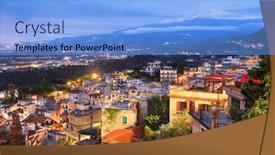  Presentation with dusk - PPT theme enhanced with taormina-sicily-italy-historic-town background and a light blue colored foreground