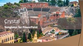  Presentation with dusk - Presentation theme with taormina-sicily-italy-historic-town background and a coral colored foreground