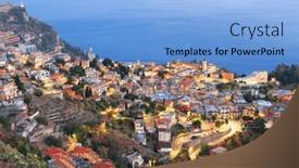  Presentation with dusk - PPT theme featuring taormina-sicily-italy-historic-town background and a light blue colored foreground