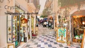  Presentation with corner - Presentation having taormina-sicily-sep-17-2014 background and a coral colored foreground
