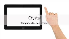  Presentation with hand touching finger digital - PPT theme enhanced with tap - hand and touchpad pc isolated background and a white colored foreground