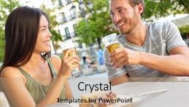  Presentation with asian food - Slides having tapas drinking beer in madrid background and a coral colored foreground