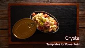  Presentation with mayonaise - PPT layouts featuring tapas ensaladilla rusa is background and a wine colored foreground