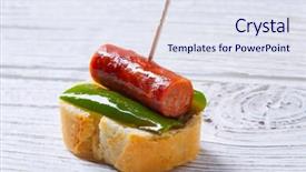  Presentation with tapas - Audience pleasing PPT theme consisting of tapas from spain sausage food backdrop and a  colored foreground