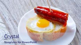  Presentation with quail - Slide set having tapas from spain sausage food background and a  colored foreground