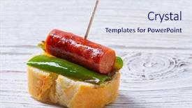  Presentation with tapas - Presentation theme with tapas from spain sausage food background and a sky blue colored foreground