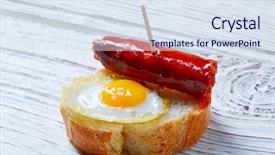  Presentation with quail - Theme consisting of tapas from spain sausage food background and a sky blue colored foreground