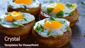  Presentation with tapas - Audience pleasing presentation theme consisting of tapas mushrooms with quail eggs from spain pinchos pintxos backdrop and a wine colored foreground