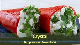  Presentation with pepper - Presentation theme with tapas pintxos from spain food background and a  colored foreground