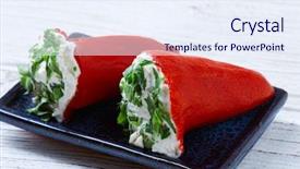  Presentation with pepper - PPT theme consisting of tapas pintxos from spain food background and a  colored foreground