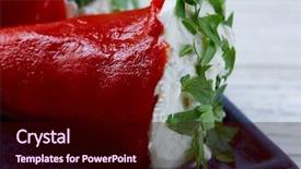  Presentation with pepper - Presentation theme featuring tapas pintxos from spain food background and a  colored foreground
