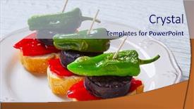  Presentation with pepper - Beautiful presentation design featuring tapas pintxos from spain food backdrop and a  colored foreground