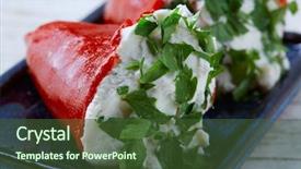  Presentation with pepper - PPT theme consisting of tapas pintxos from spain food background and a tawny brown colored foreground