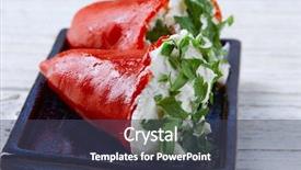  Presentation with tapas - Presentation theme consisting of tapas pintxos from spain food background and a tawny brown colored foreground