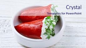  Presentation with pepper - Presentation theme featuring tapas pintxos from spain food background and a  colored foreground