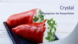  Presentation with tapas - Slide deck featuring tapas pintxos from spain food background and a sky blue colored foreground