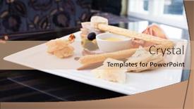  Presentation with tapas - Audience pleasing presentation theme consisting of tapas platter with variety of cheeses ham and olives backdrop and a coral colored foreground