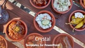  Presentation with tapas - PPT theme having tapas-served-at-a-restaurant background and a red colored foreground