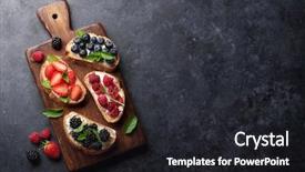  Presentation with tapas - Presentation theme enhanced with tapas with various berries appetizer background and a dark gray colored foreground