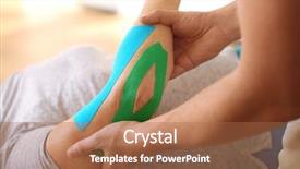  Presentation with physiotherapist - Beautiful PPT layouts featuring tape - physiotherapist working with elderly patient backdrop and a coral colored foreground