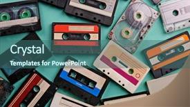  Presentation with audio - Presentation enhanced with tape - set of old audio cassettes background and a ocean colored foreground