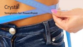  Presentation with tape recorder technology - Beautiful PPT theme featuring tape around slim beautiful waist backdrop and a coral colored foreground