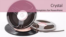  Presentation with storage - PPT theme consisting of tape backup - storage media background and a coral colored foreground