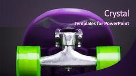  Presentation with black and green - Audience pleasing theme consisting of tape deck - skateboard on black background backdrop and a violet colored foreground