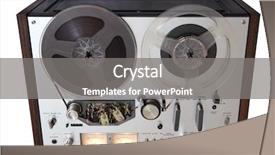  Presentation with tape recorder - Amazing PPT theme having tape deck - vintage analog recorder isolated backdrop and a gray colored foreground