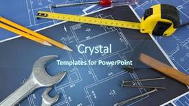  Presentation with architectural - Presentation design having measuring tools - part of architectural project background and a  colored foreground