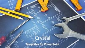  Presentation with architectural - Audience pleasing PPT layouts consisting of blueprint background - part of architectural project backdrop and a teal colored foreground