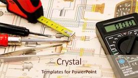  Presentation with tape measure - PPT theme having tape measure science - tools on a background background and a lemonade colored foreground