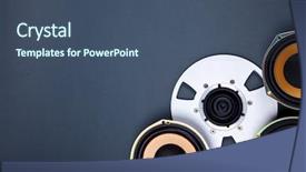  Presentation with speakers - Cool new theme with tape disk - audio sound speakers and open backdrop and a ocean colored foreground
