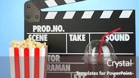  Presentation with popcorn movie - PPT layouts consisting of tape disk - movie clapperboard cola and popcorn background and a tawny brown colored foreground