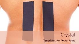  Presentation with tape - Cool new slides with tape disk - muscular man with kinesiotaping backdrop and a  colored foreground