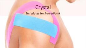  Presentation with shoulder - PPT layouts featuring tape disk - muscular man with kinesiotaping background and a  colored foreground