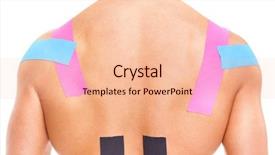  Presentation with tape - PPT theme featuring tape disk - muscular man with kinesiotaping background and a lemonade colored foreground