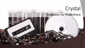  Presentation with transfer - Theme with tape disk - photo of transfer to cd background and a white colored foreground