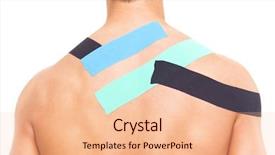  Presentation with tape - Colorful theme enhanced with tape disk - young muscular man with kinesiotaping backdrop and a  colored foreground