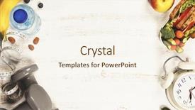  Presentation with lunch box - Cool new PPT theme with tape dumbbells and alarm clock backdrop and a  colored foreground