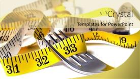  Presentation with tape measure - Colorful PPT theme enhanced with tape-measure-and-fork backdrop and a blonde colored foreground