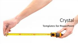  Presentation with tape measure - Colorful slide set enhanced with tape measure in man hands backdrop and a white colored foreground