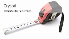  Presentation with tape measure - Audience pleasing PPT theme consisting of tape measure isolated on white background backdrop and a white colored foreground