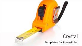  Presentation with tape measure - Audience pleasing slide deck consisting of tape measure isolated on white backdrop and a sky blue colored foreground