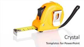  Presentation with tape measure - Colorful PPT theme enhanced with tape measure isolated on white backdrop and a pink colored foreground