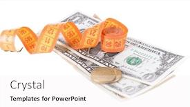  Presentation with tape measure - Presentation design enhanced with tape-measure-with-money-isolated background and a white colored foreground