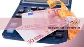  Presentation with tape measure - Cool new slide deck with tape measure with money and calculator isolated on white backdrop and a lemonade colored foreground