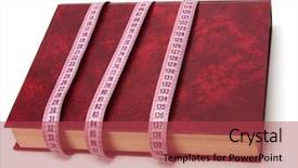  Presentation with tape measure - PPT theme consisting of tape measure wrapped around book background and a red colored foreground
