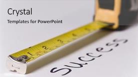  Presentation with tape - Slide deck consisting of tape measuring the word success background and a light gray colored foreground