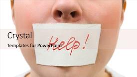 Presentation with tape - Cool new PPT theme with tape over mouth isolated backdrop and a lemonade colored foreground